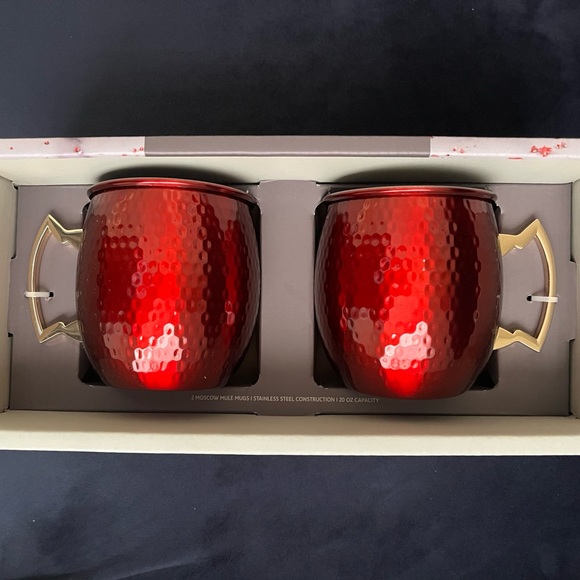 Cambridge 20 Oz Hammered Red Moscow Mule Mugs, Set Of 2 - Picture 5 of 8